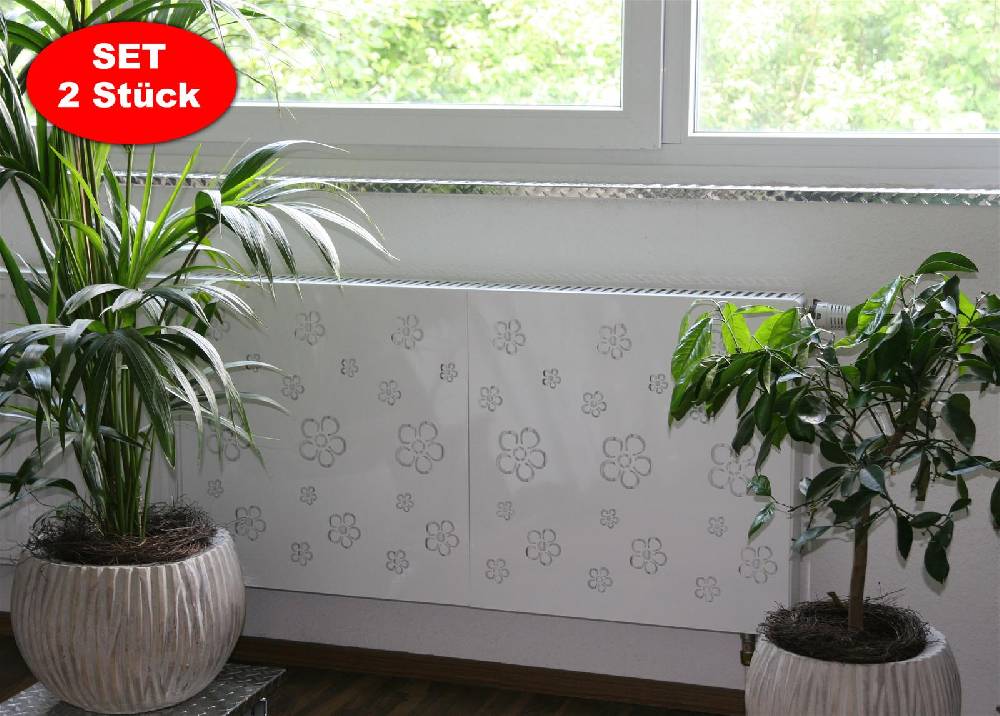 Szagato Heizkörperverkleidung 60 x 60cm Design Flower Frame weiß (SET=2 Stück) SZAGATO Heizungsverkleidung Verkleidung Heizkörper Abdeckung für Heizkörper Nur noch ein Tag übrig