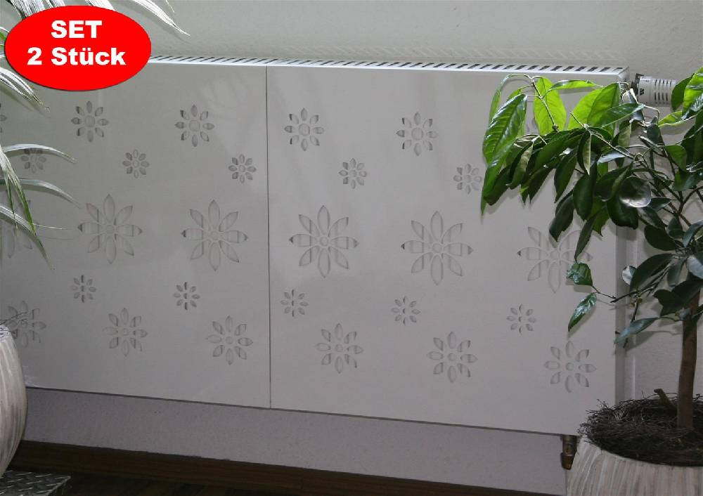 Szagato Heizkörperverkleidung 60 x 60cm Design Flower weiß (SET=2 Stück) SZAGATO Heizungsverkleidung Verkleidung Heizkörper Abdeckung für Heizkörper Super Rabatt