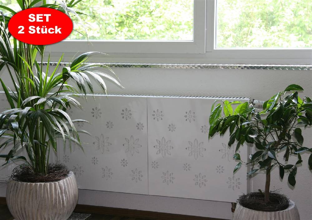 Szagato Heizkörperverkleidung 60 x 60cm Design Flower weiß (SET=2 Stück) SZAGATO Heizungsverkleidung Verkleidung Heizkörper Abdeckung für Heizkörper Super Rabatt