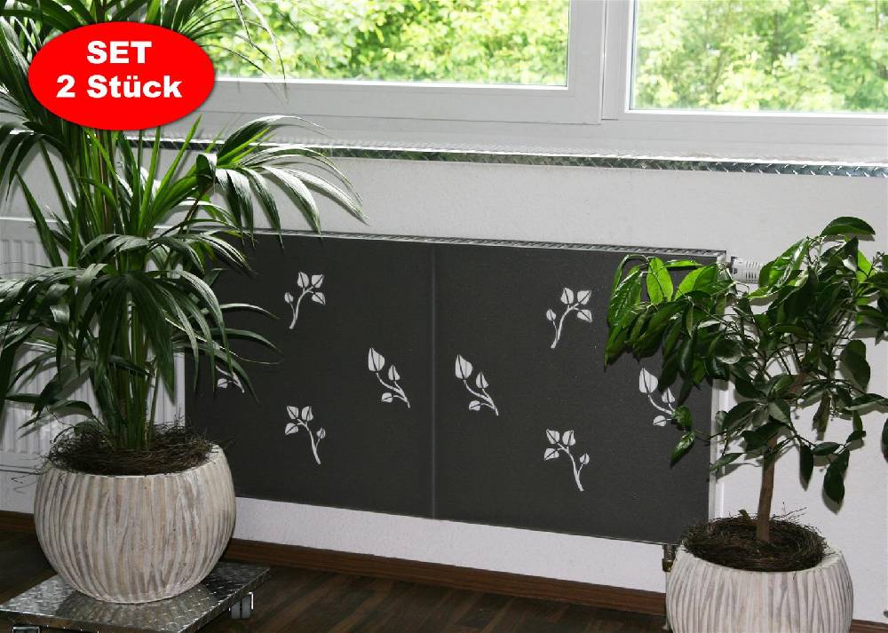 Szagato Heizkörperverkleidung 60 x 60cm Design Leaves silber (SET= 2 Stück) SZAGATO Heizungsverkleidung Verkleidung Heizkörper Abdeckung für Heizkörper Riesige Rabatte