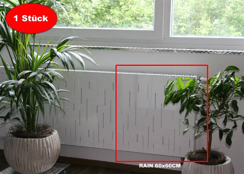 Szagato Heizkörperverkleidung 60 x 60cm Design Rain weiß (1 Stück) SZAGATO Heizungsverkleidung Verkleidung Heizkörper Abdeckung Heizkörper Heizungsabdeckung Clearance-Verkauf