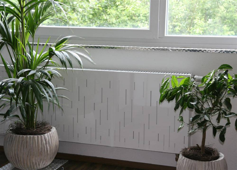 Szagato Heizkörperverkleidung 60 x 60cm Design Rain weiß (SET=2 Stück) SZAGATO Heizungsverkleidung Verkleidung Heizkörper Abdeckung für Heizkörper Kostenloser Versand international