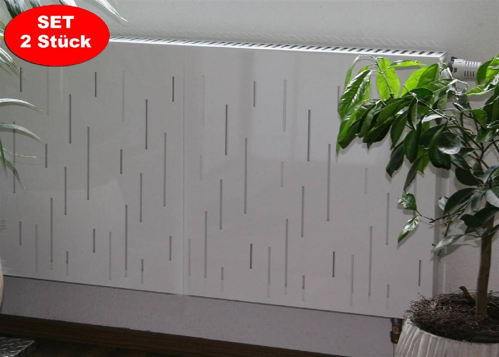Szagato Heizkörperverkleidung 60 x 60cm Design Rain weiß (SET=2 Stück) SZAGATO Heizungsverkleidung Verkleidung Heizkörper Abdeckung für Heizkörper Kostenloser Versand international