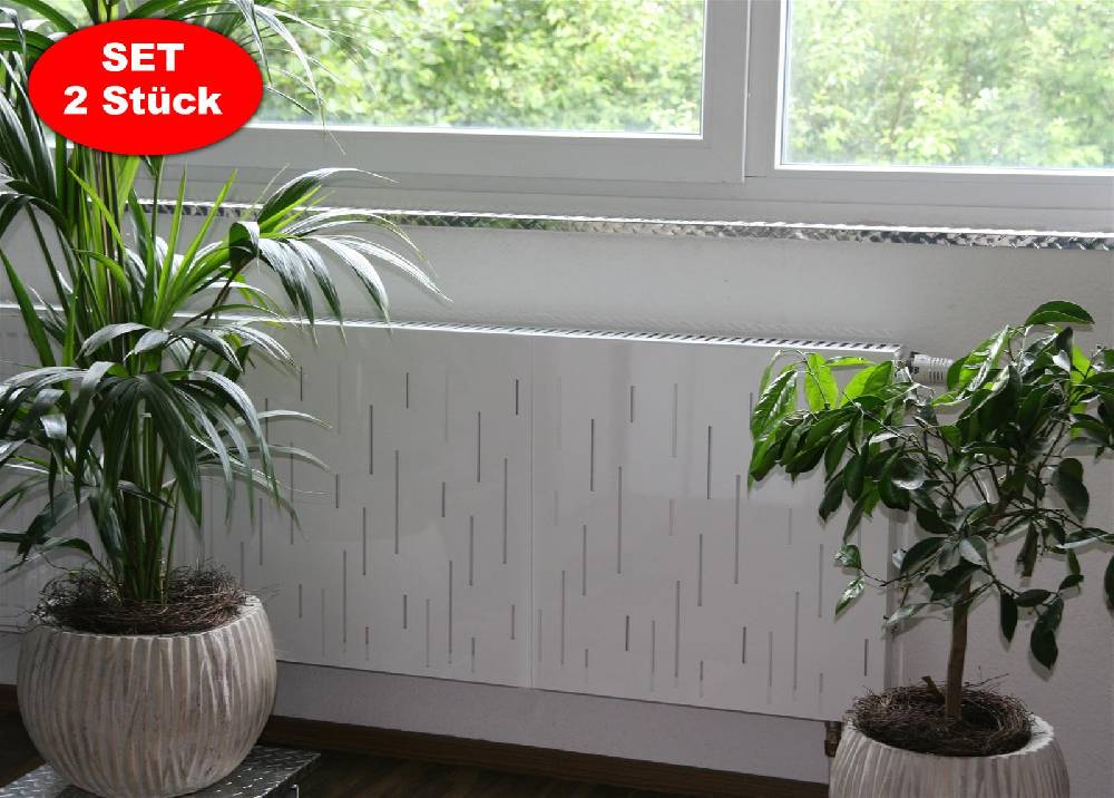 Szagato Heizkörperverkleidung 60 x 60cm Design Rain weiß (SET=2 Stück) SZAGATO Heizungsverkleidung Verkleidung Heizkörper Abdeckung für Heizkörper Kostenloser Versand international