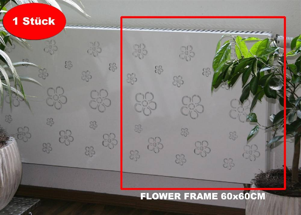 Szagato Heizkörperverkleidung 60 x 60cm Flower Frame weiß (1 Stück) SZAGATO Heizungsverkleidung Verkleidung Heizkörper Abdeckung Heizkörper Heizungsabdeckung Black Friday Preise