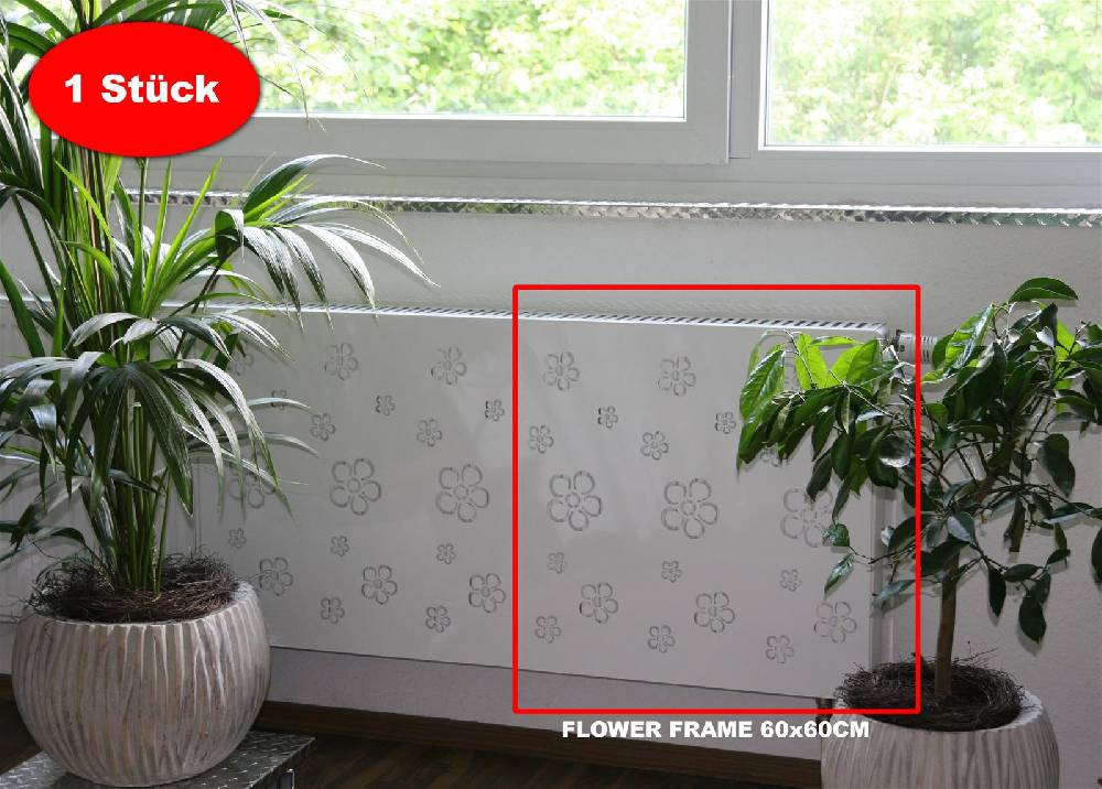 Szagato Heizkörperverkleidung 60 x 60cm Flower Frame weiß (1 Stück) SZAGATO Heizungsverkleidung Verkleidung Heizkörper Abdeckung Heizkörper Heizungsabdeckung Black Friday Preise