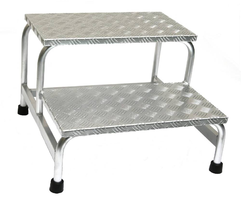 Szagato Podesttreppe ALU 2-stufig HxBxT 39x61x59cm SZAGATO mobiler Montagetritt ALU Montagetritte mit Plattform Stufentritt tragbare Treppe Treppenleiter