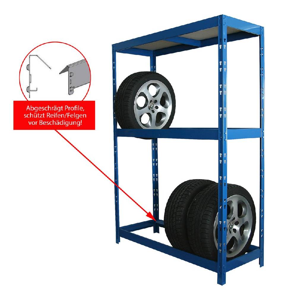 Szagato Reifenregal Felgenregal SZAGATO 180x130x50cm blau 1 Boden 8 Reifen bis 22 Zoll 120kg/Boden Räderregal Räderregale Regal Felgen in Garage Garagenregal Zeitlich begrenztes Angebot