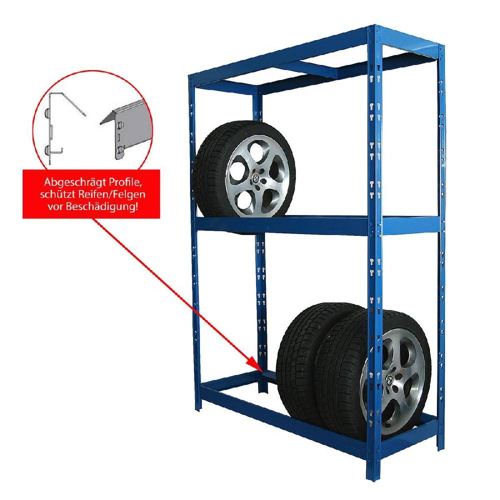 Szagato Reifenregal Felgenregal SZAGATO 180x130x50cm blau 12 Reifen bis 22 Zoll 120kg/Boden Räderregal Räderregale Regal Felgen in Garage Keller Garagenregal Exklusive Angebote