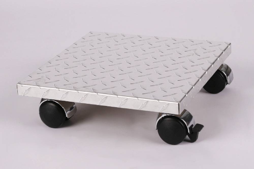 Szagato Rollbrett Pflanzenroller 30x30cm ALU 120kg Chromrollen + Bremse SZAGATO Made in Germany Blumenuntersetzer Möbelroller Blumenroller Transportroller Große Rabatte