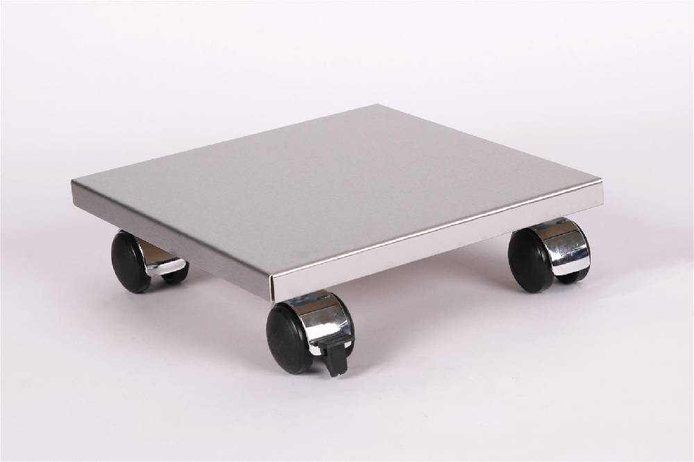 Szagato Rollbrett Pflanzenroller 30x30cm Edelstahl 120kg Chromrollen + Bremse SZAGATO Made in Germany Blumenuntersetzer Möbelroller Outdoor Blumenroller Tägliche Deals