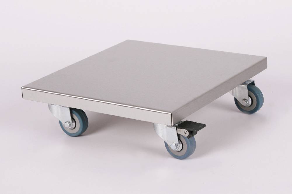 Szagato Rollbrett Pflanzenroller 30x30cm Edelstahl 150kg PU-Rolle + Bremse SZAGATO Made in Germany Blumenuntersetzer Möbelroller Outdoor Blumenroller Riesige Ersparnisse
