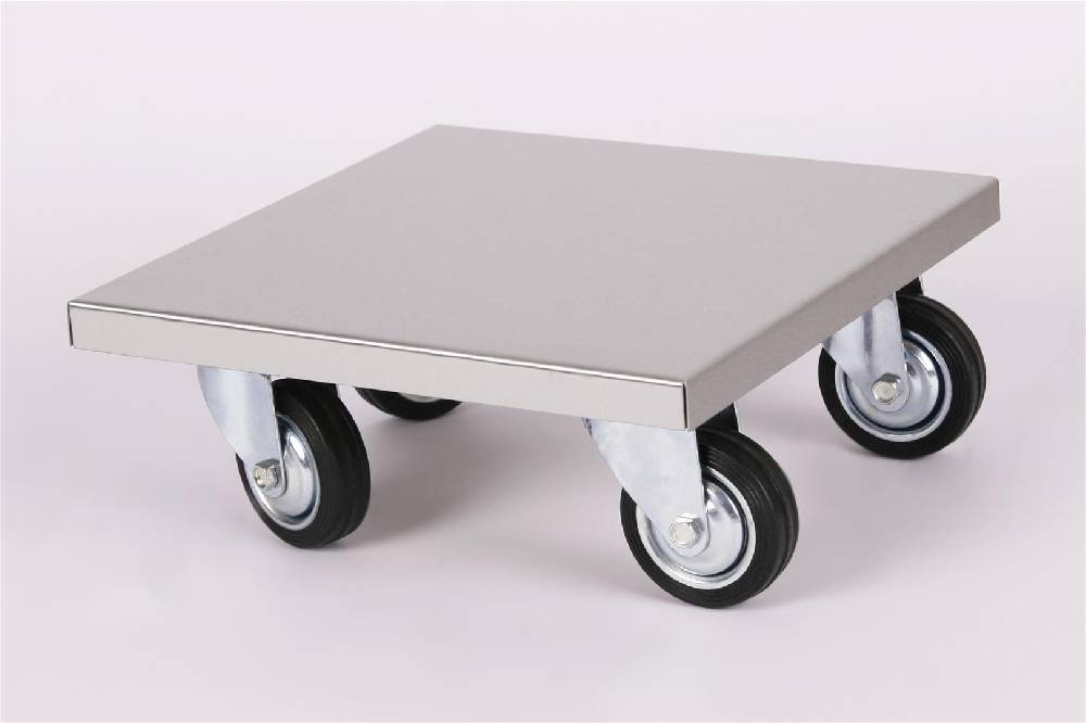 Szagato Rollbrett Pflanzenroller 30x30cm Edelstahl 200kg große Rollen SZAGATO Made in Germany Blumenuntersetzer Möbelroller Blumenroller Transportroller