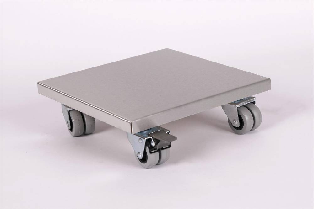 Szagato Rollbrett Pflanzenroller 30x30cm Edelstahl 300kg Doppelrollen + Bremse SZAGATO Made in Germany Blumenuntersetzer Möbelroller Outdoor Blumenroller Tiefpreis