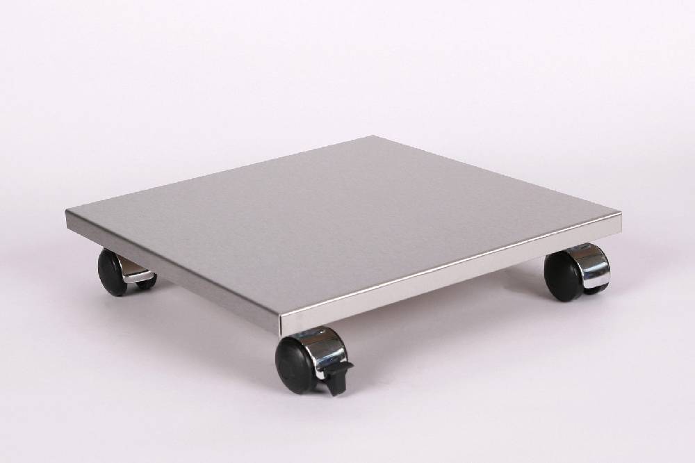 Szagato Rollbrett Pflanzenroller 40x40cm Edelstahl 120kg Chromrollen + Bremse SZAGATO Made in Germany Blumenuntersetzer Möbelroller Outdoor Blumenroller Letzter Tag