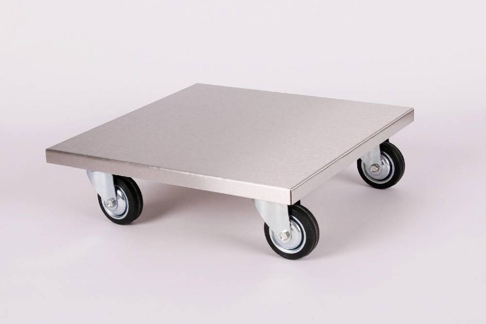 Szagato Rollbrett Pflanzenroller 40x40cm Edelstahl 200kg große Rollen SZAGATO Made in Germany Blumenuntersetzer Möbelroller Blumenroller Transportroller