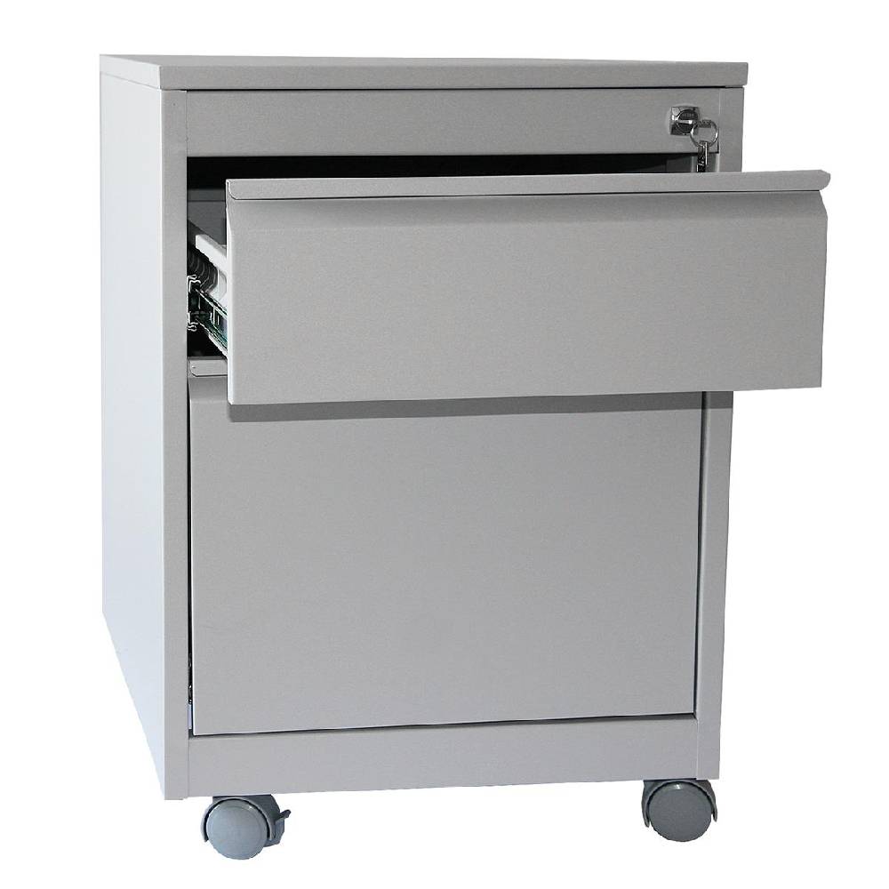 Szagato Rollcontainer Stahl Profi 2 Schubladen HxBxT 60x46x60cm lichtgrau SZAGATO Bürocontainer Schreibtisch Unterschrank Rollcontainers Rollcontainer Büro Riesige Rabatte
