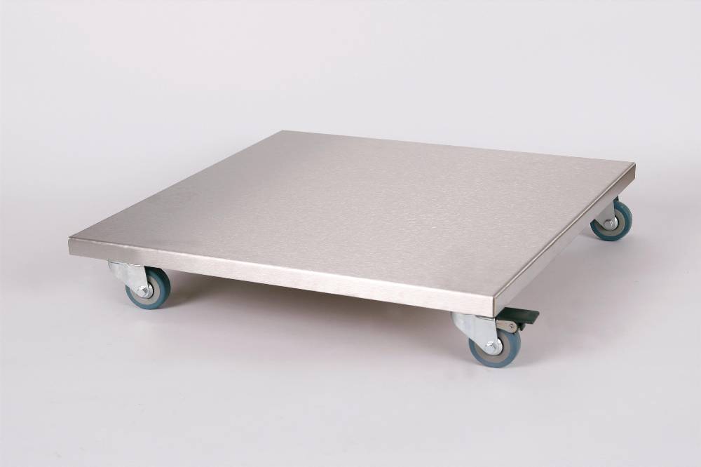 Szagato Rollbrett Pflanzenroller 50x50cm Edelstahl 150 kg PU-Rolle SZAGATO Made in Germany Blumenuntersetzer Möbelroller Outdoor Blumenroller Transportroller Kostenloser Versand