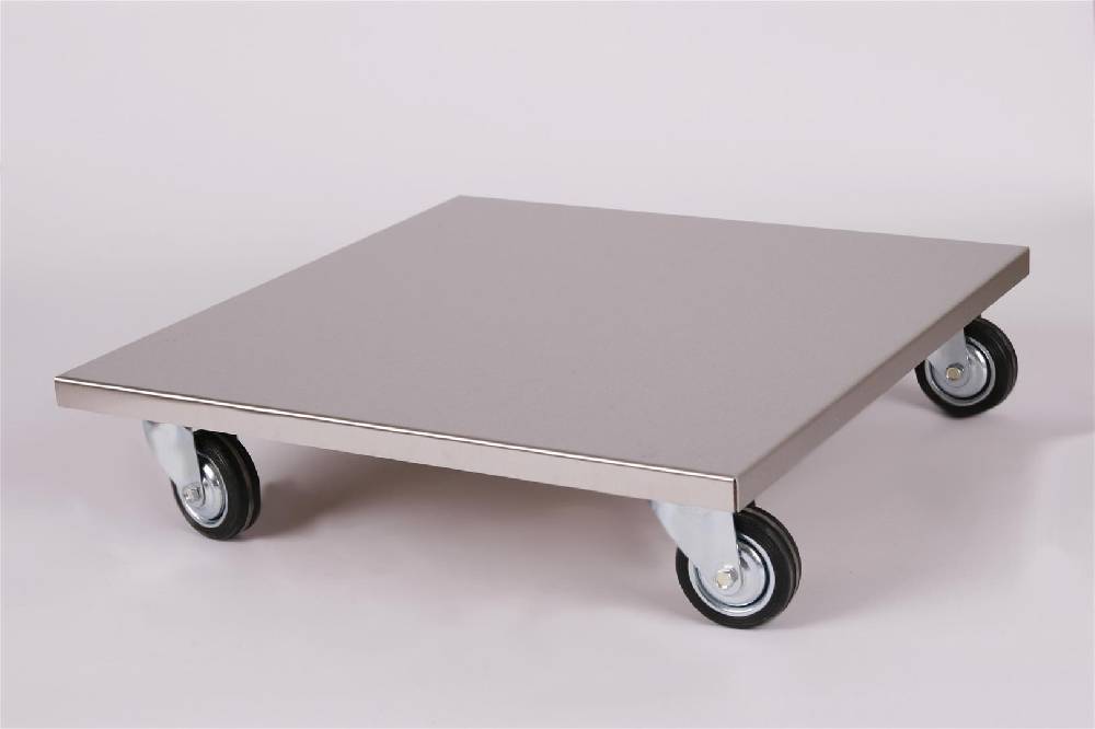 Szagato Rollbrett Pflanzenroller 50x50cm Edelstahl 200kg große Rollen SZAGATO Made in Germany Blumenuntersetzer Möbelroller Blumenroller Transportroller Fabrik Onlineshop