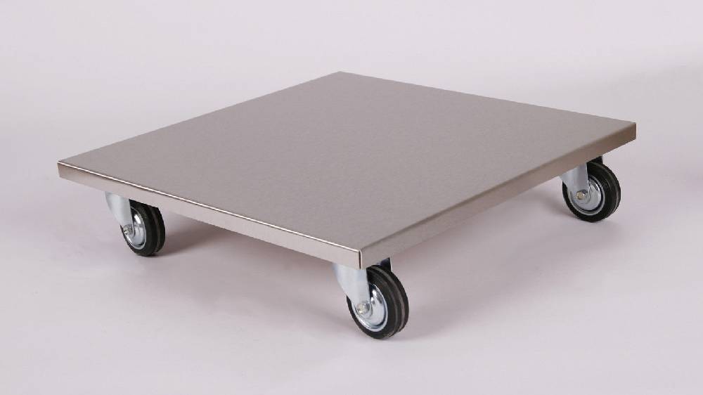 Szagato Rollbrett Pflanzenroller 50x50cm Edelstahl 200kg große Rollen SZAGATO Made in Germany Blumenuntersetzer Möbelroller Blumenroller Transportroller Fabrik Onlineshop