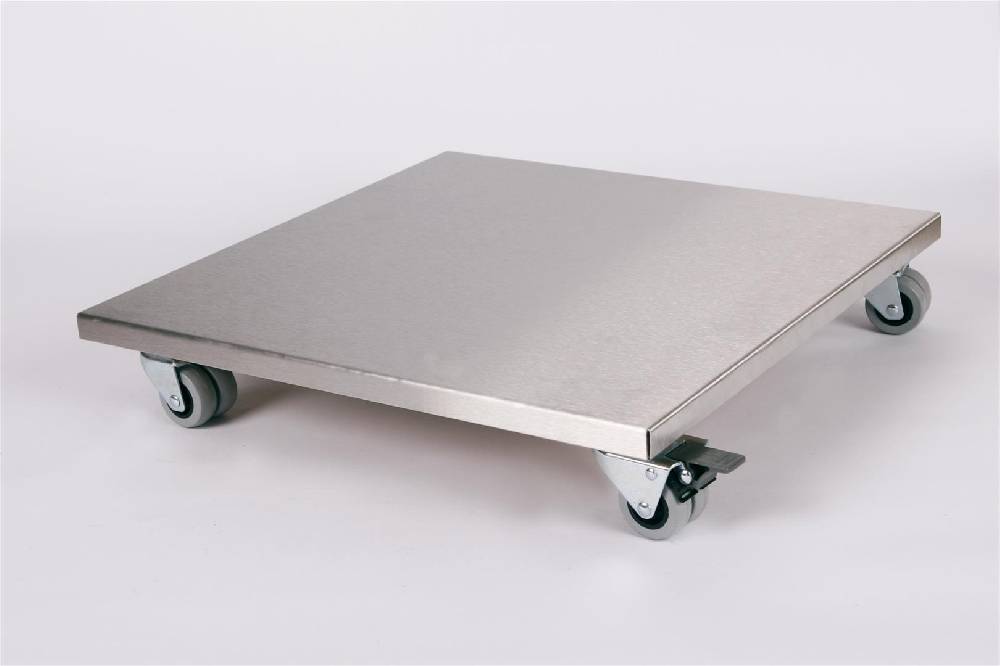 Szagato Rollbrett Pflanzenroller 50x50cm Edelstahl 300kg Doppelrollen + Bremse SZAGATO Made in Germany Blumenuntersetzer Möbelroller Outdoor Blumenroller Fabrikpreis